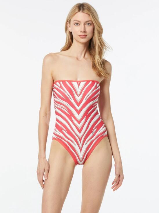 MICHAEL Michael Kors Other - MICHAEL KORS bandeau one piece orange black white zebra print strapless swimsuit